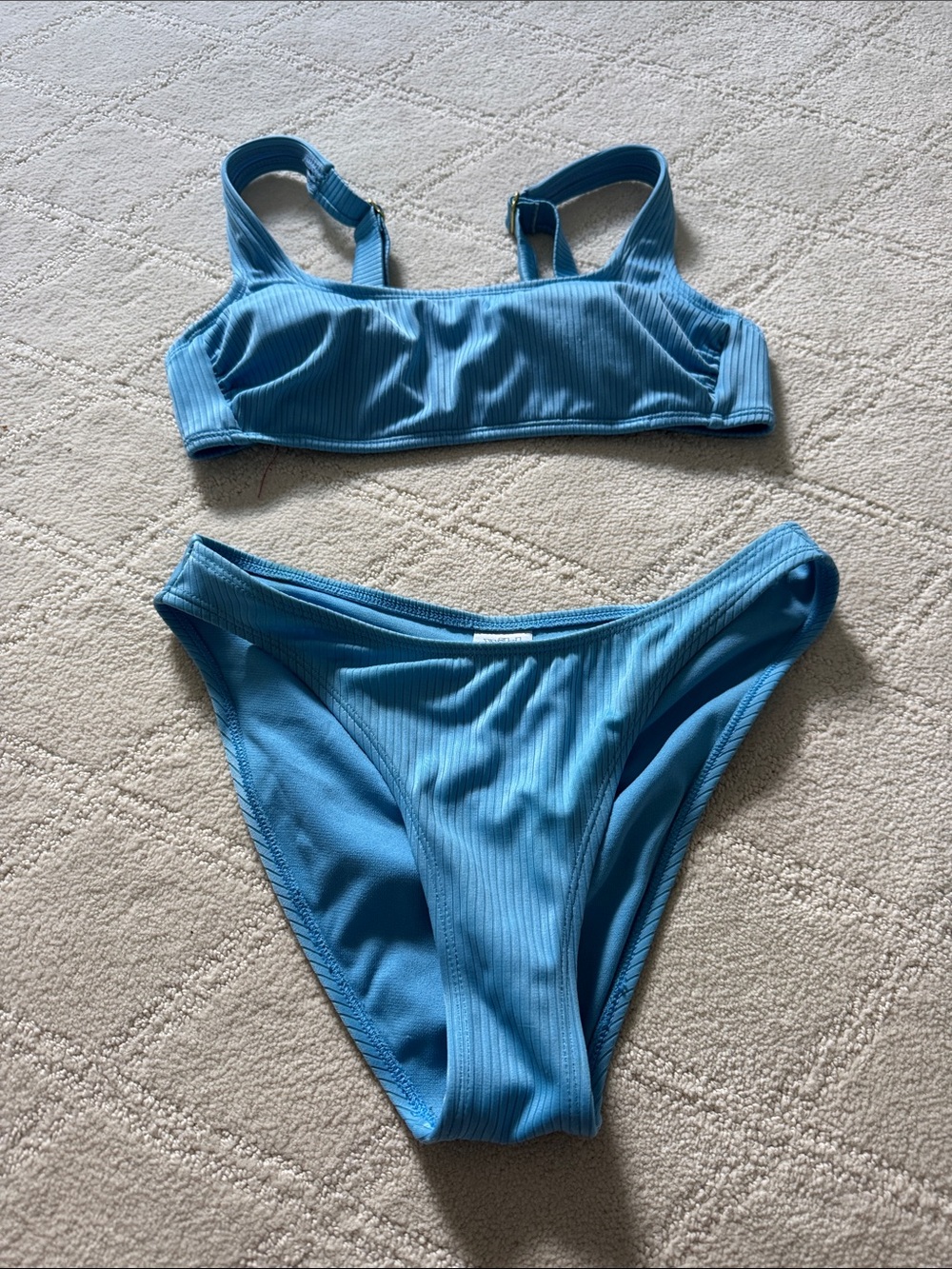 wild fable Light Blue Ribbed Bikini Set